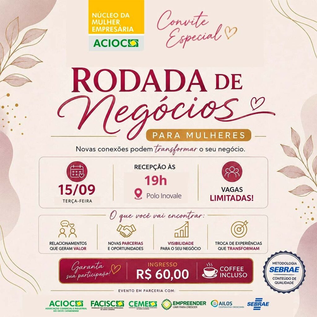 Rodada de Negócios para Mulheres promove conexões e oportunidades para empreendedoras em Joaçaba
