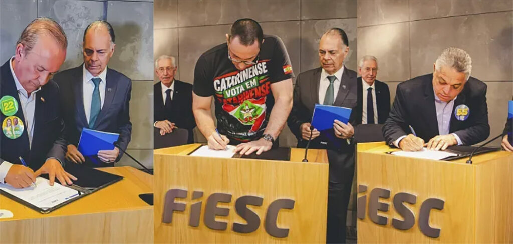 Na FIESC, candidatos a governador assinam compromisso de não elevar carga tributária