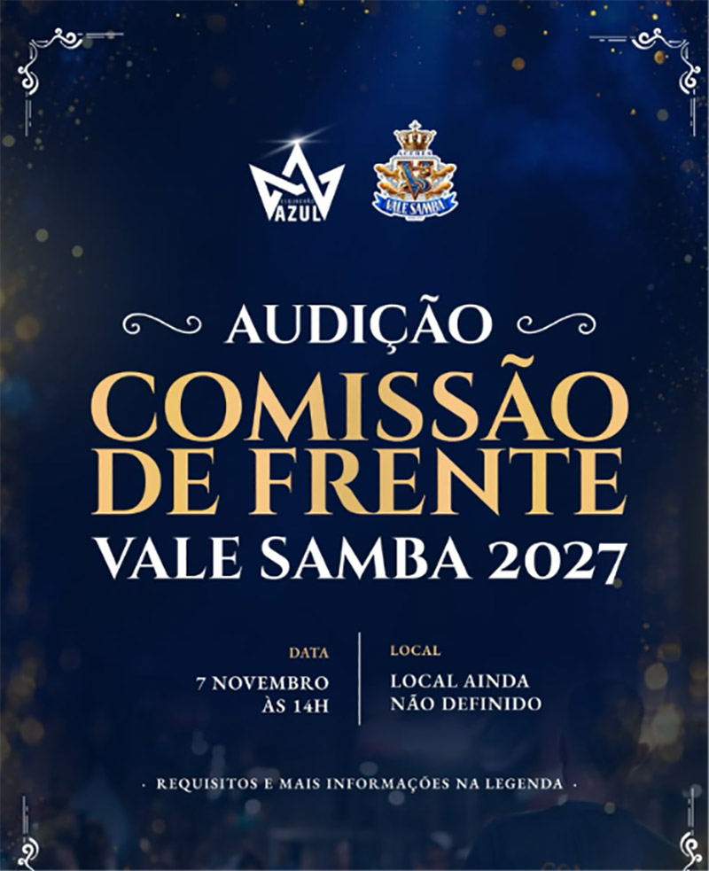 Vale Samba abre audição para formar Comissão de Frente do Carnaval 2027