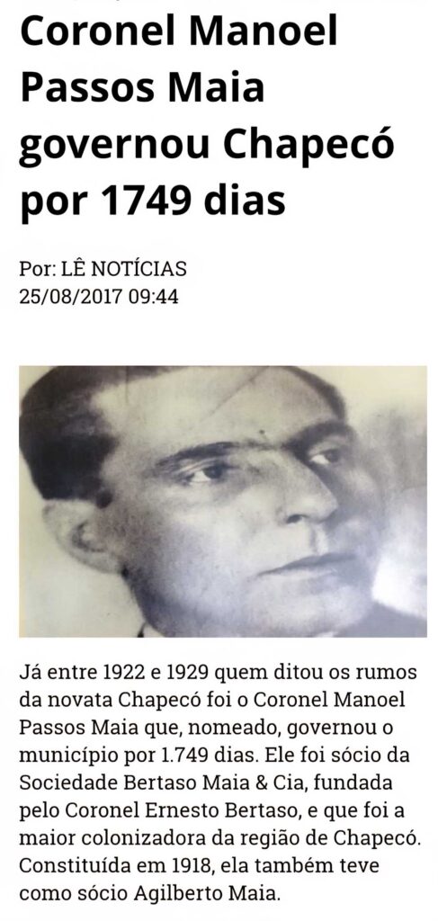 O “Coronel” que foi prefeito de Chapecó e de Joaçaba