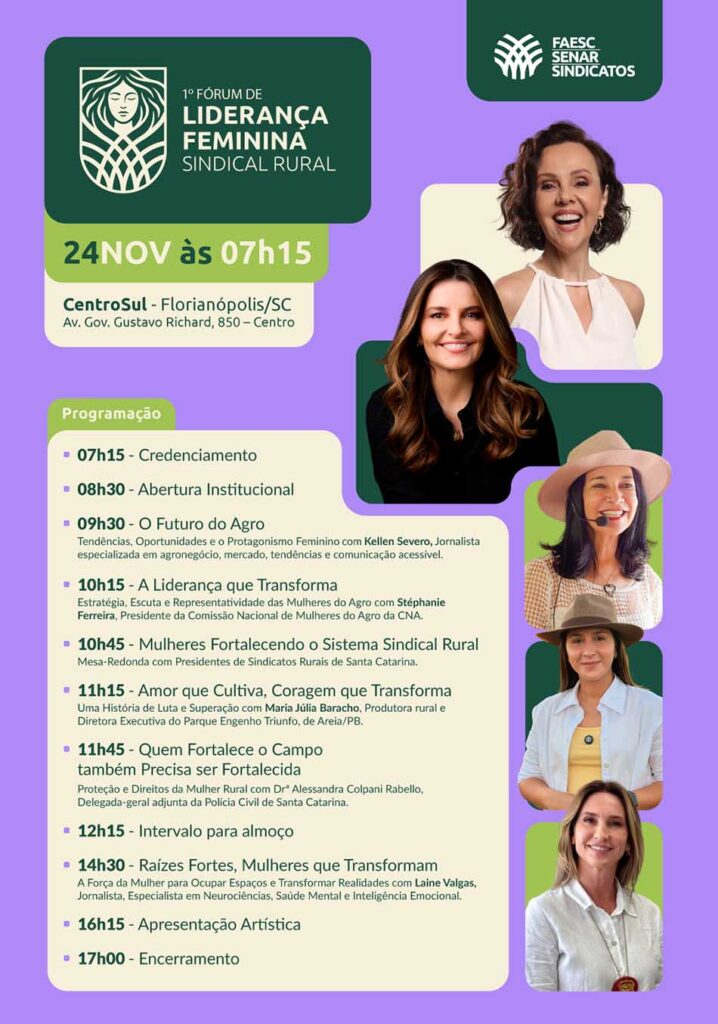 Sistema FAESC/SENAR promove 1º Fórum de Liderança Feminina Sindical Rural em Florianópolis