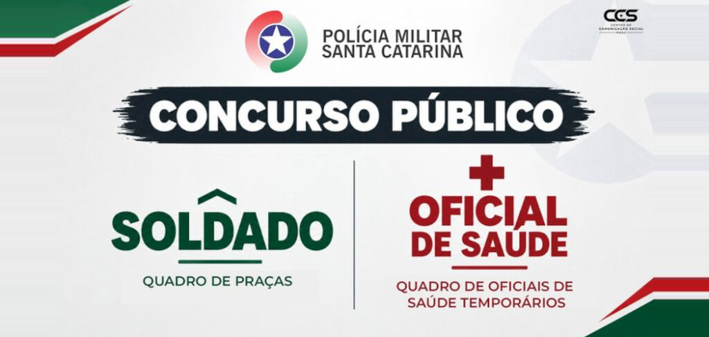 PMSC publica editais para concurso de soldados e seleção de profissionais da saúde