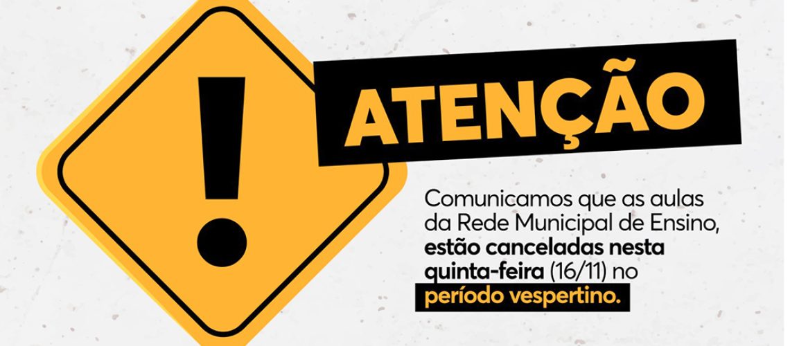 Aulas no período vespertino desta quinta-feira (16) estão canceladas da Rede Municipal de Ensino de Joaçaba