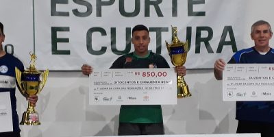 Pódio Copa das Federações de Tênis de Mesa Joaçaba campeã geral/Foto: Assessoria de Imprensa
